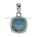 Natural Larimar Gemstone 925 Sterling Silver Pendant Jewelry